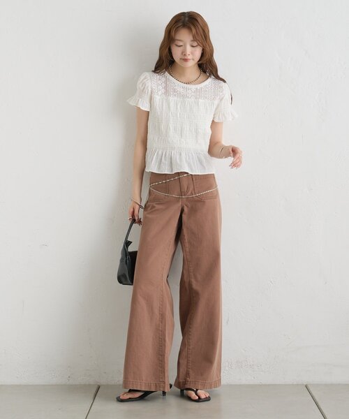 mystic(ミスティック)の「【バックリボンがポイント◎】26AWドビーシャーリングブラウス(シャツ/ブラウス・レディース・オフホワイト/ブラック・FREE)」の14枚目の写真