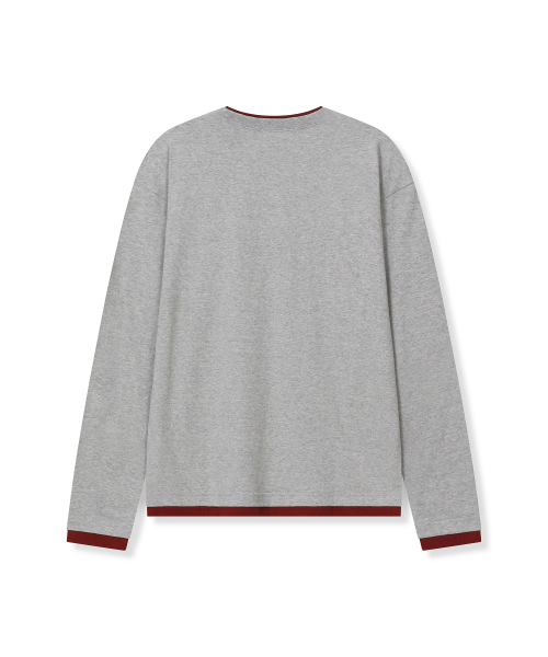 SLOW RECORD HOUSE(スローレコードハウス)の「配色レイヤードロングスリーブTシャツ_グレー(Tシャツ/カットソー・レディース・その他・1/2)」の2枚目の写真