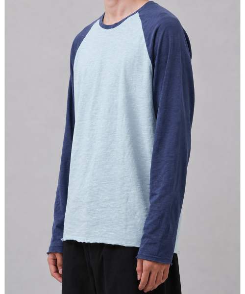 BALLUTE(バリュート)の「カットオフラグランロングスリーブ(スカイ&ネイビー)(Tシャツ/カットソー・レディース・その他・SMALL/MEDIUM/LARGE)」の1枚目の写真