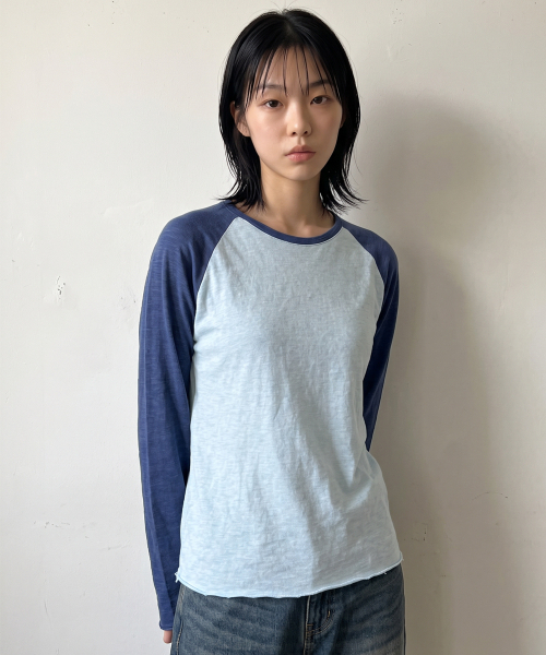 BALLUTE(バリュート)の「カットオフラグランロングスリーブ(スカイ&ネイビー)(Tシャツ/カットソー・レディース・その他・SMALL/MEDIUM/LARGE)」の2枚目の写真