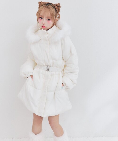OLIVE des OLIVE(オリーブデオリーブ)の「Snow fur ミドルエコダウン(ダウンジャケット/コート・レディース・ブラック/ピンク/サックスブルー/アイボリー・FREE)」の18枚目の写真