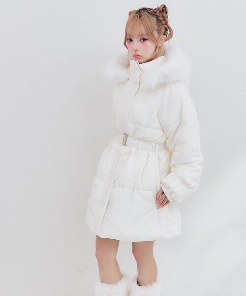 OLIVE des OLIVE(オリーブデオリーブ)の「Snow fur ミドルエコダウン(ダウンジャケット/コート・レディース・ブラック/ピンク/サックスブルー/アイボリー・FREE)」の21枚目の写真