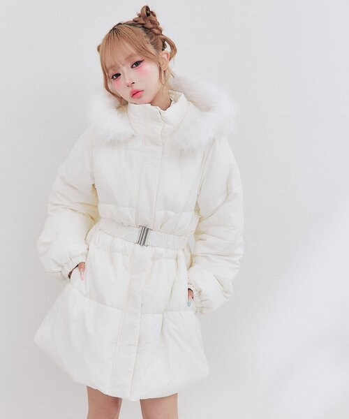 OLIVE des OLIVE(オリーブデオリーブ)の「Snow fur ミドルエコダウン(ダウンジャケット/コート・レディース・ブラック/ピンク/サックスブルー/アイボリー・FREE)」の22枚目の写真