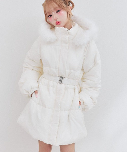 OLIVE des OLIVE(オリーブデオリーブ)の「Snow fur ミドルエコダウン(ダウンジャケット/コート・レディース・ブラック/ピンク/サックスブルー/アイボリー・FREE)」の1枚目の写真