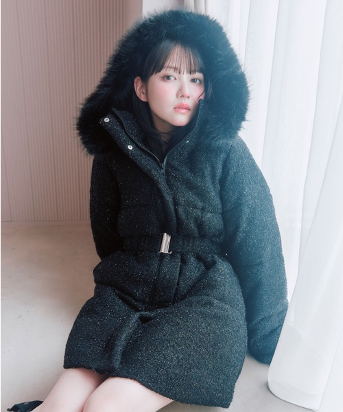 OLIVE des OLIVE(オリーブデオリーブ)の「Snow fur ミドルエコダウン(ダウンジャケット/コート・レディース・ブラック/ピンク/サックスブルー/アイボリー・FREE)」の10枚目の写真