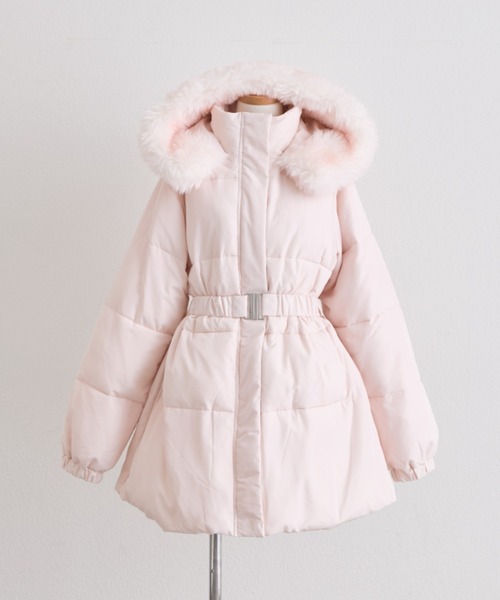 OLIVE des OLIVE(オリーブデオリーブ)の「Snow fur ミドルエコダウン(ダウンジャケット/コート・レディース・ブラック/ピンク/サックスブルー/アイボリー・FREE)」の17枚目の写真