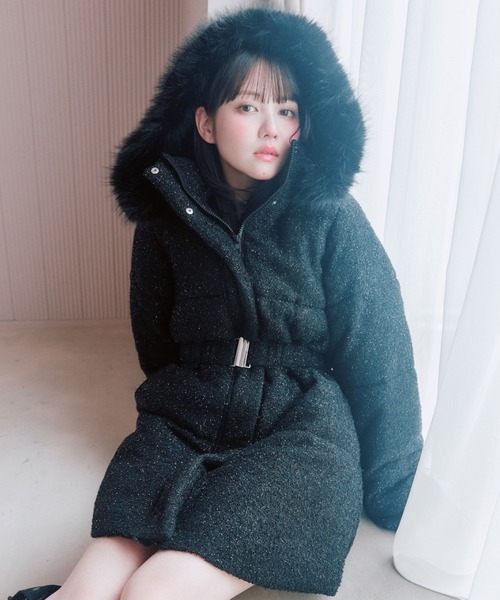 OLIVE des OLIVE(オリーブデオリーブ)の「Snow fur ミドルエコダウン(ダウンジャケット/コート・レディース・ブラック/ピンク/サックスブルー/アイボリー・FREE)」の12枚目の写真