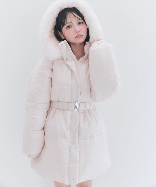 OLIVE des OLIVE(オリーブデオリーブ)の「Snow fur ミドルエコダウン(ダウンジャケット/コート・レディース・ブラック/ピンク/サックスブルー/アイボリー・FREE)」の16枚目の写真