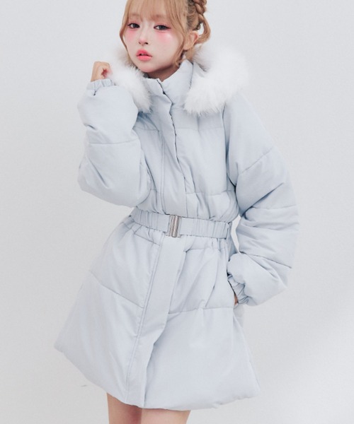 OLIVE des OLIVE(オリーブデオリーブ)の「Snow fur ミドルエコダウン(ダウンジャケット/コート・レディース・ブラック/ピンク/サックスブルー/アイボリー・FREE)」の14枚目の写真