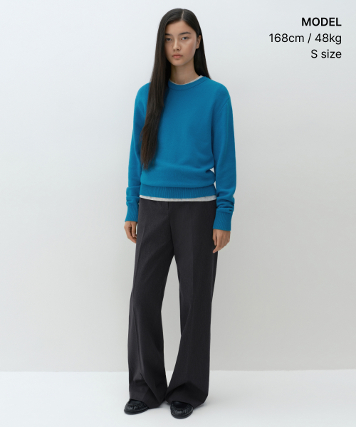 MUSINSA STANDARD WOMAN（ムシンサスタンダードウーマン）の「[ビクトリアウール] レディース クルーネックニット [ティルブルー]（ニット/セーター・レディース・その他・SMALL/MEDIUM/LARGE/X-SMALL）」の4枚目の写真