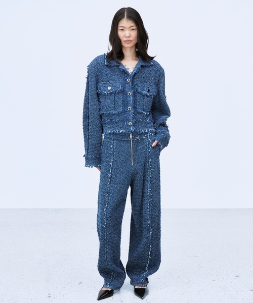 THINGS THAT MATTER(シングス ザット マター)の「PUNCHING DENIM TWEEDY JACKET / パンチング デニム ツイーディ ジャケット(その他アウター・レディース・ブルー/ブラック・FREE)」の21枚目の写真
