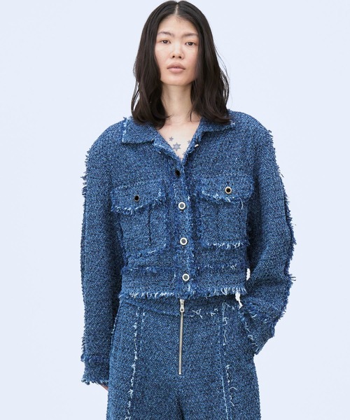 THINGS THAT MATTER(シングス ザット マター)の「PUNCHING DENIM TWEEDY JACKET / パンチング デニム ツイーディ ジャケット(その他アウター・レディース・ブルー/ブラック・FREE)」の18枚目の写真