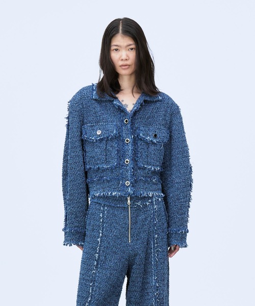 THINGS THAT MATTER(シングス ザット マター)の「PUNCHING DENIM TWEEDY JACKET / パンチング デニム ツイーディ ジャケット(その他アウター・レディース・ブルー/ブラック・FREE)」の20枚目の写真