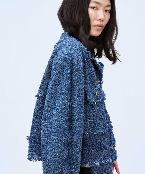 THINGS THAT MATTER(シングス ザット マター)の「PUNCHING DENIM TWEEDY JACKET / パンチング デニム ツイーディ ジャケット(その他アウター・レディース・ブルー/ブラック・FREE)」の22枚目の写真