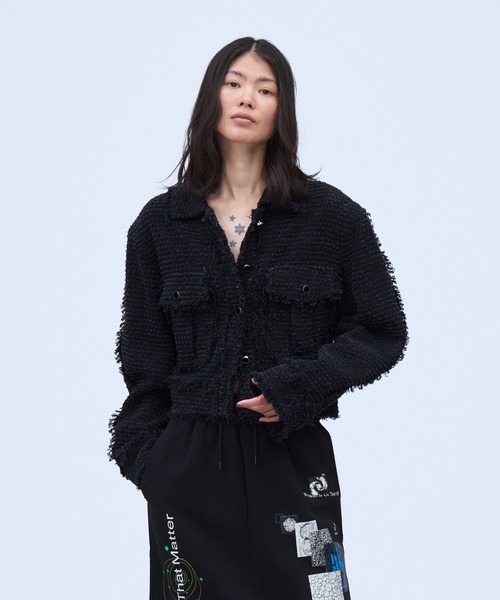THINGS THAT MATTER(シングス ザット マター)の「PUNCHING DENIM TWEEDY JACKET / パンチング デニム ツイーディ ジャケット(その他アウター・レディース・ブルー/ブラック・FREE)」の6枚目の写真