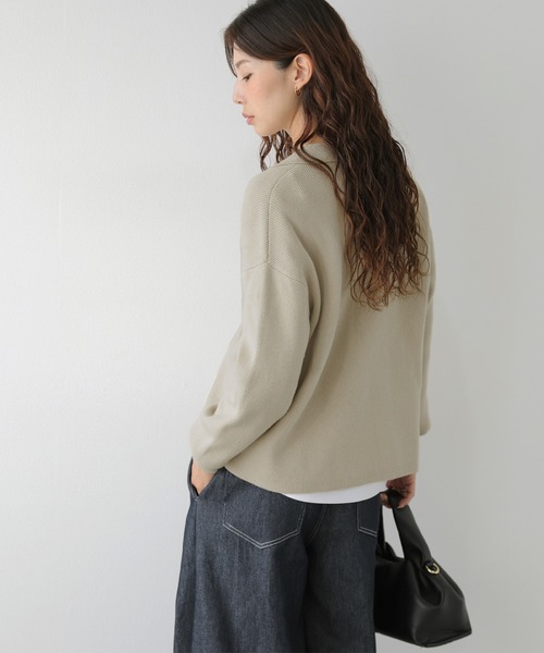 La-gemme(ラジェム)の「スキッパーネックニット/プルオーバー/ゆったりシルエット(その他トップス・レディース・ブラック/ベージュ/グレー/モカ・フリー)」の7枚目の写真