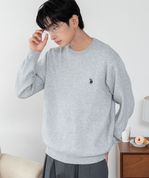 U.S. POLO ASSN.(ユーエスポロアッスン)の「∴WEGO/【26年秋冬新作】U.S.POLO ASSN.クルーネックPO(ニット/セーター・メンズ・杢グレー/アイボリー/ブラウン/ネイビー/ブラック・MEDIUM/LARGE/X-LARGE)」の4枚目の写真