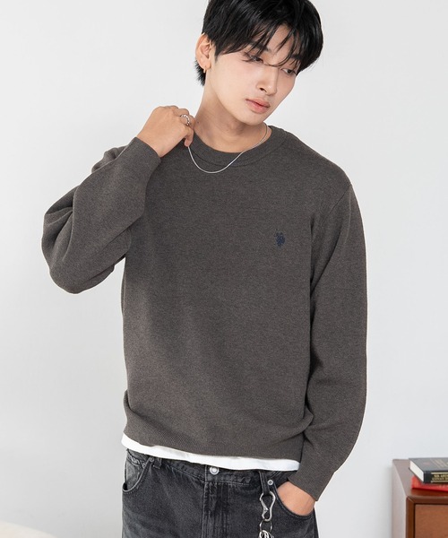 U.S. POLO ASSN.(ユーエスポロアッスン)の「∴WEGO/【26年秋冬新作】U.S.POLO ASSN.クルーネックPO(ニット/セーター・メンズ・杢グレー/アイボリー/ブラウン/ネイビー/ブラック・MEDIUM/LARGE/X-LARGE)」の5枚目の写真