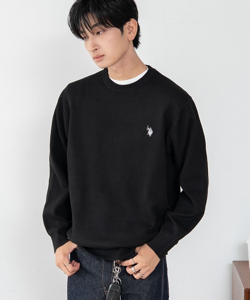 U.S. POLO ASSN.(ユーエスポロアッスン)の「∴WEGO/【26年秋冬新作】U.S.POLO ASSN.クルーネックPO(ニット/セーター・メンズ・杢グレー/アイボリー/ブラウン/ネイビー/ブラック・MEDIUM/LARGE/X-LARGE)」の3枚目の写真