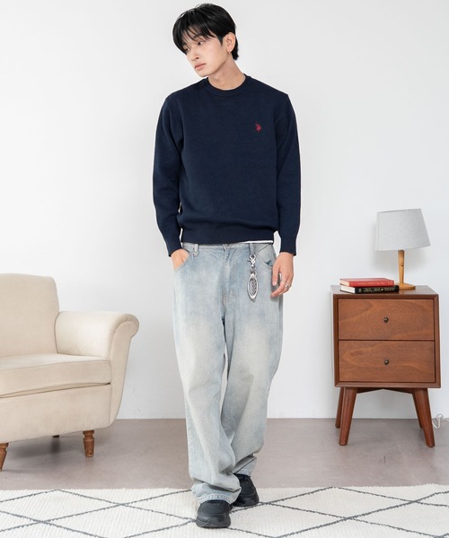 U.S. POLO ASSN.(ユーエスポロアッスン)の「∴WEGO/【26年秋冬新作】U.S.POLO ASSN.クルーネックPO(ニット/セーター・メンズ・杢グレー/アイボリー/ブラウン/ネイビー/ブラック・MEDIUM/LARGE/X-LARGE)」の6枚目の写真