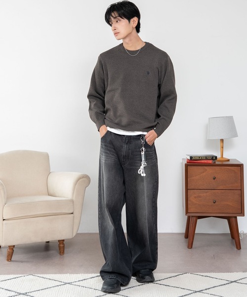 U.S. POLO ASSN.(ユーエスポロアッスン)の「∴WEGO/【26年秋冬新作】U.S.POLO ASSN.クルーネックPO(ニット/セーター・メンズ・杢グレー/アイボリー/ブラウン/ネイビー/ブラック・MEDIUM/LARGE/X-LARGE)」の7枚目の写真