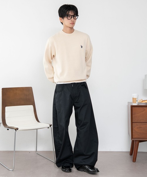 U.S. POLO ASSN.(ユーエスポロアッスン)の「∴WEGO/【26年秋冬新作】U.S.POLO ASSN.クルーネックPO(ニット/セーター・メンズ・杢グレー/アイボリー/ブラウン/ネイビー/ブラック・MEDIUM/LARGE/X-LARGE)」の8枚目の写真