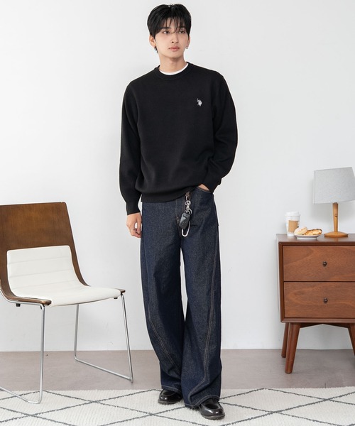 U.S. POLO ASSN.(ユーエスポロアッスン)の「∴WEGO/【26年秋冬新作】U.S.POLO ASSN.クルーネックPO(ニット/セーター・メンズ・杢グレー/アイボリー/ブラウン/ネイビー/ブラック・MEDIUM/LARGE/X-LARGE)」の10枚目の写真