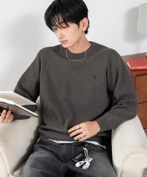 U.S. POLO ASSN.(ユーエスポロアッスン)の「∴WEGO/【26年秋冬新作】U.S.POLO ASSN.クルーネックPO(ニット/セーター・メンズ・杢グレー/アイボリー/ブラウン/ネイビー/ブラック・MEDIUM/LARGE/X-LARGE)」の22枚目の写真