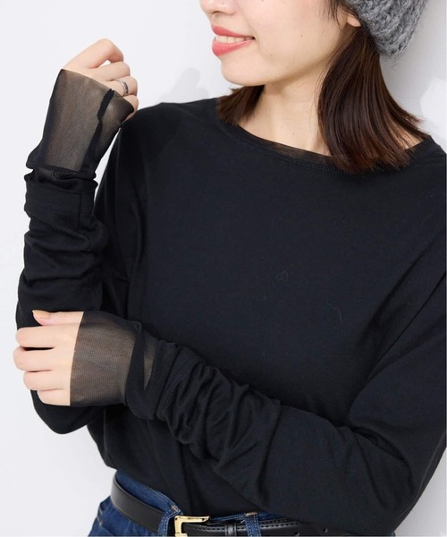 SLOBE IENA(スローブイエナ)の「《WEB限定カラーあり/追加8》レイヤードスリーブロンTEE(Tシャツ/カットソー・レディース・ブラック系その他/アイボリー・FREE)」の15枚目の写真