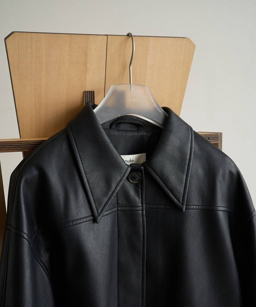 anuke(アンヌーク)の「【anuke/アンヌーク】Ecoleather Over Jacket/エコレザーオーバージャケット(その他アウター・レディース・ブラック/ブラウン・38/36)」の7枚目の写真