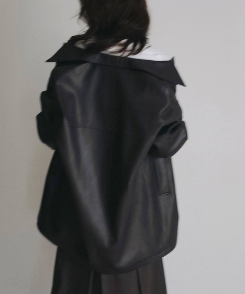 anuke(アンヌーク)の「【anuke/アンヌーク】Ecoleather Over Jacket/エコレザーオーバージャケット(その他アウター・レディース・ブラック/ブラウン・38/36)」の3枚目の写真