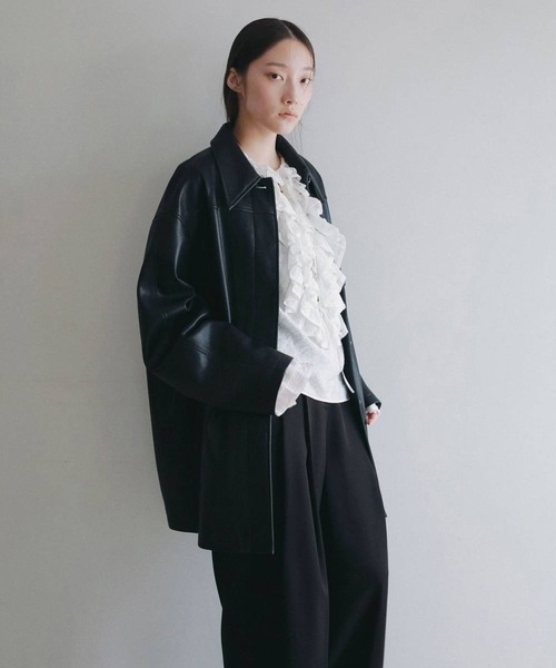 anuke(アンヌーク)の「【anuke/アンヌーク】Ecoleather Over Jacket/エコレザーオーバージャケット(その他アウター・レディース・ブラック/ブラウン・38/36)」の11枚目の写真