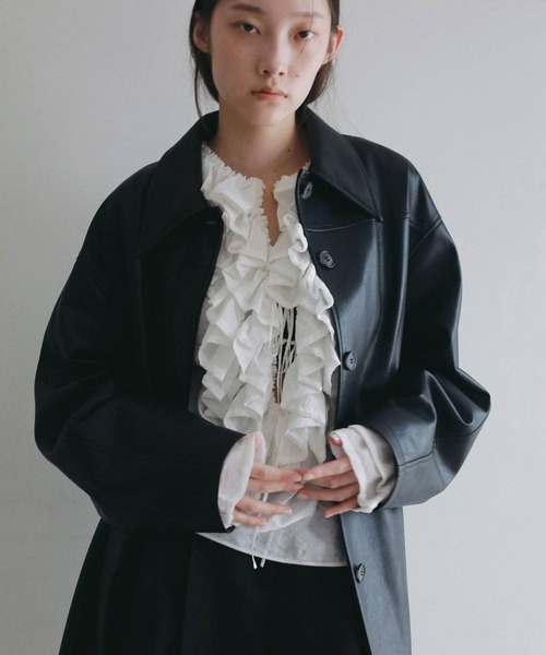 anuke(アンヌーク)の「【anuke/アンヌーク】Ecoleather Over Jacket/エコレザーオーバージャケット(その他アウター・レディース・ブラック/ブラウン・38/36)」の12枚目の写真