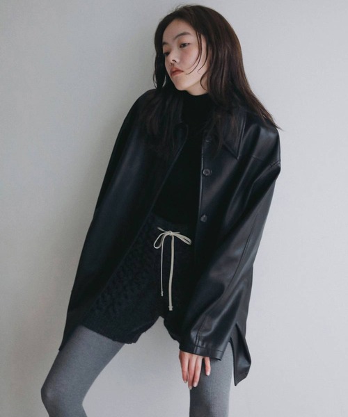 anuke(アンヌーク)の「【anuke/アンヌーク】Ecoleather Over Jacket/エコレザーオーバージャケット(その他アウター・レディース・ブラック/ブラウン・38/36)」の5枚目の写真