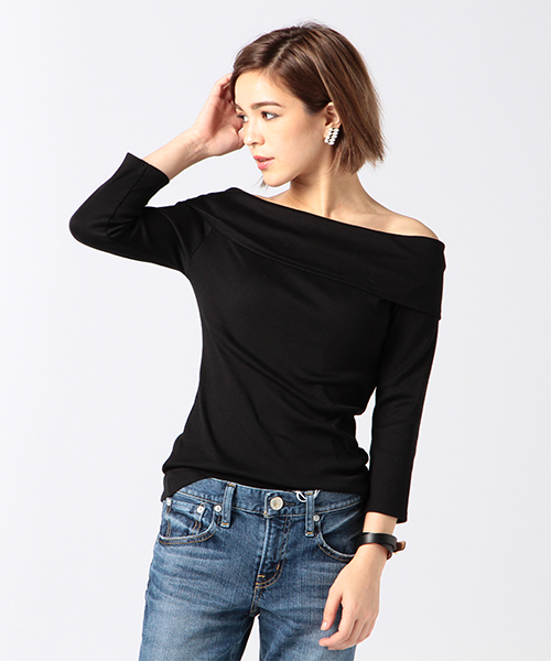 ESTNATION（エストネーション）の「ESTNATION オフショルダーカットソー（Tシャツ/カットソー・レディース・オフホワイト/グレー/ブラック/ネイビー・38）」の15枚目の写真