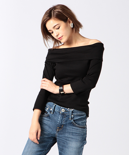 ESTNATION（エストネーション）の「ESTNATION オフショルダーカットソー（Tシャツ/カットソー・レディース・オフホワイト/グレー/ブラック/ネイビー・38）」の16枚目の写真