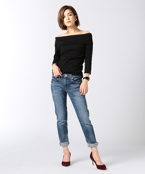 ESTNATION（エストネーション）の「ESTNATION オフショルダーカットソー（Tシャツ/カットソー・レディース・オフホワイト/グレー/ブラック/ネイビー・38）」の17枚目の写真