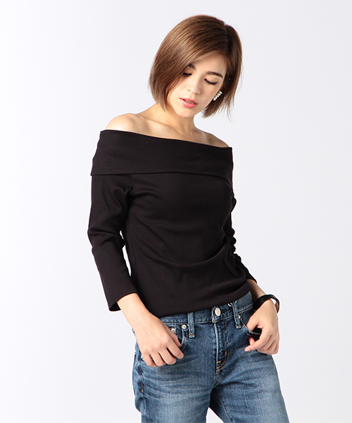 ESTNATION（エストネーション）の「ESTNATION オフショルダーカットソー（Tシャツ/カットソー・レディース・オフホワイト/グレー/ブラック/ネイビー・38）」の19枚目の写真