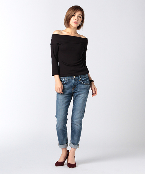 ESTNATION（エストネーション）の「ESTNATION オフショルダーカットソー（Tシャツ/カットソー・レディース・オフホワイト/グレー/ブラック/ネイビー・38）」の20枚目の写真