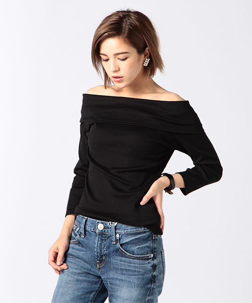 ESTNATION（エストネーション）の「ESTNATION オフショルダーカットソー（Tシャツ/カットソー・レディース・オフホワイト/グレー/ブラック/ネイビー・38）」の12枚目の写真