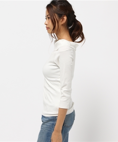 ESTNATION（エストネーション）の「ESTNATION オフショルダーカットソー（Tシャツ/カットソー・レディース・オフホワイト/グレー/ブラック/ネイビー・38）」の5枚目の写真