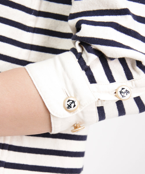 BEAMS BOY（ビームスボーイ）の「BEAMS BOY / クルーボーダー 7分袖ワンピース  （ワンピース・レディース・ナチュラル/ブラウン/ネイビー・ONE SIZE）」の4枚目の写真