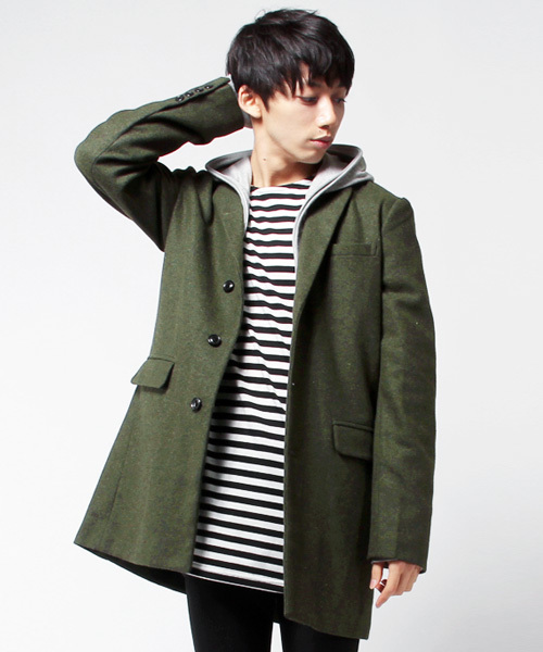 THE CASUAL（カジュアル）の「ウールチェスターコート（チェスターコート・メンズ・ワイン/ブラック/オリーブ/キャメル/チャコール/ネイビー/ブルー系その他/チェック/グレー/ベージュ・L/XL/S/M）」の6枚目の写真