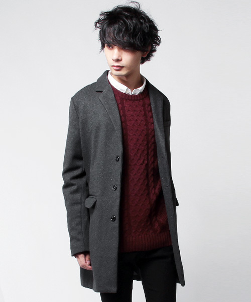 THE CASUAL（カジュアル）の「ウールチェスターコート（チェスターコート・メンズ・ワイン/ブラック/オリーブ/キャメル/チャコール/ネイビー/ブルー系その他/チェック/グレー/ベージュ・L/XL/S/M）」の4枚目の写真