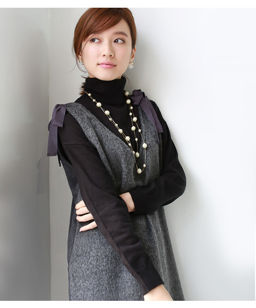 REAL CUBE（リアルキューブ）の「冬素材なのに洗える！ウォッシャブルウールタートルネックニット（ニット/セーター・レディース・ワイン/ブラック/ベージュ/オフホワイト/グレー・40/42/36/38）」の16枚目の写真