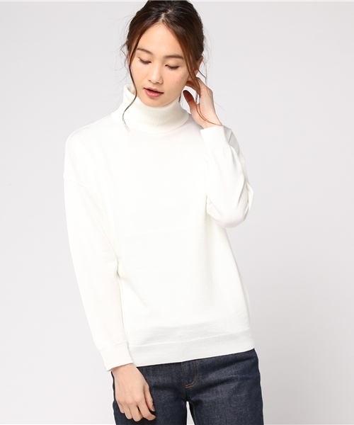 REAL CUBE（リアルキューブ）の「冬素材なのに洗える！ウォッシャブルウールタートルネックニット（ニット/セーター・レディース・ワイン/ブラック/ベージュ/オフホワイト/グレー・40/42/36/38）」の17枚目の写真