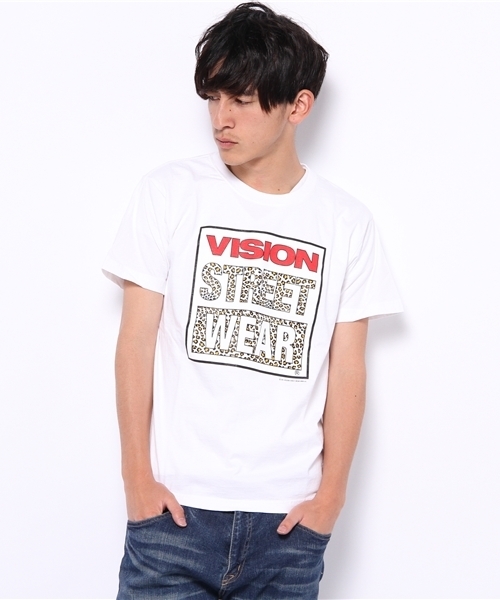 VISION STREET WEAR（ヴィジョンストリートウェア）の「∴VISION LEOPARD LOGO TEE（Tシャツ/カットソー・メンズ・ホワイト/ブラック/ライトイエロー・MEDIUM/LARGE）」の2枚目の写真