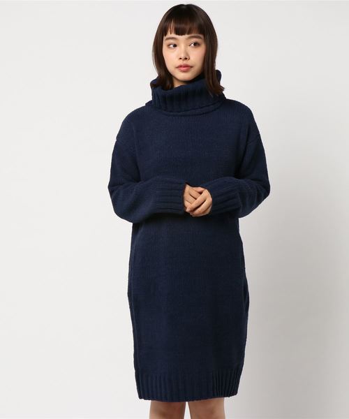 RAY CASSIN（レイカズン）の「モコモコ モールオフタートルワンピース（ワンピース・レディース・ネイビー/グレイッシュベージュ/キナリ・FREE）」の3枚目の写真