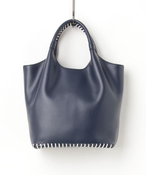 Casselini(キャセリーニ)の「【Le Vernis(ルベルニ)】かがりトートバッグ(トートバッグ・レディース・ホワイト/ネイビー・フリ-)」の1枚目の写真