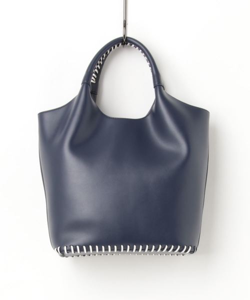 Casselini(キャセリーニ)の「【Le Vernis(ルベルニ)】かがりトートバッグ(トートバッグ・レディース・ホワイト/ネイビー・フリ-)」の3枚目の写真